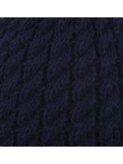 Bonnet en maille marine avec pompons interchangeables