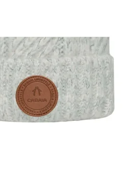 Bonnet gris clair uni à revers avec patch rond de la marque et lurex