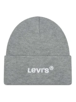 Bonnet gris uni avec logo brodé