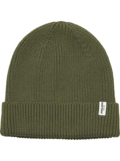 Bonnet kaki en coton biologique en maille côtelée