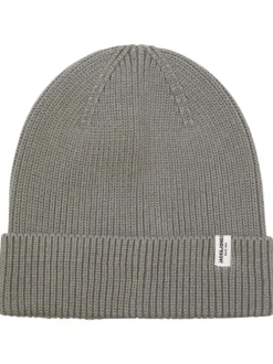 Bonnet à large revers en coton biologique gris en maille côtelée
