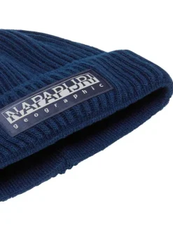 Bonnet marine en maille tricotée avec nom de la marque brodé