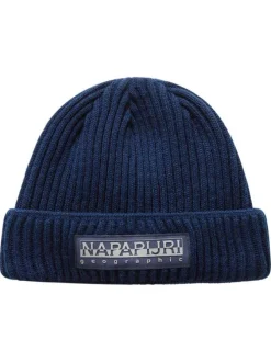 Bonnet marine en maille tricotée avec nom de la marque brodé