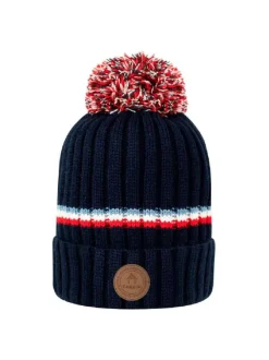 Bonnet marine à revers à rayures et à pompons interchangeables