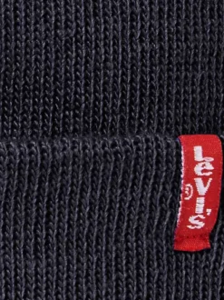 Bonnet marine uni avec large revers et étiquette de la marque