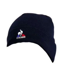 Bonnet marine uni avec un patch avec nom de la marque cousu à l'avant