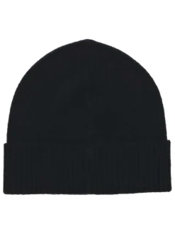 Bonnet marine uni à revers avec étiquette de la marque ton sur ton