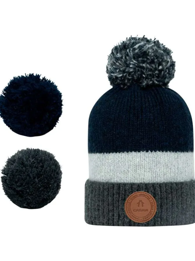 Bonnet marine uni tricolore à revers avec patch rond de la marque