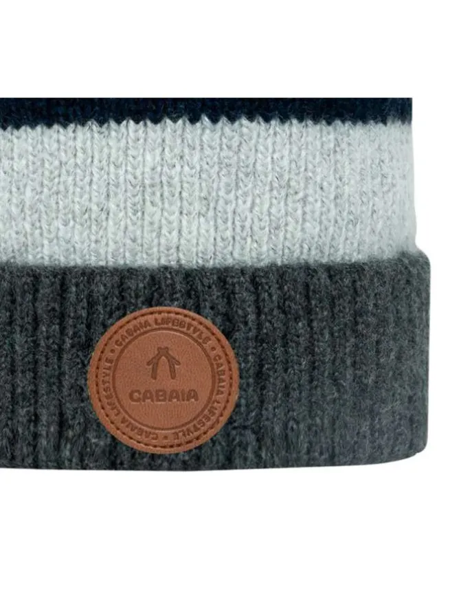 Bonnet marine uni tricolore à revers avec patch rond de la marque