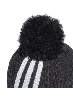 Bonnet noir à pompon et à revers avec logo cousu à l'avant