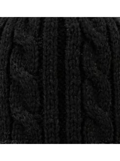 Bonnet noir à revers gris avec bandes et pompons interchangeables
