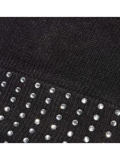 Bonnet noir à strass et à revers