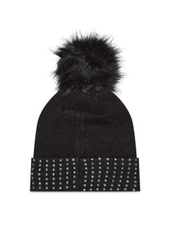 Bonnet noir à strass et à revers