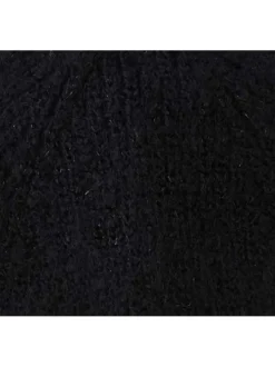Bonnet noir uni avec large revers côtelé avec petits fils en lurex