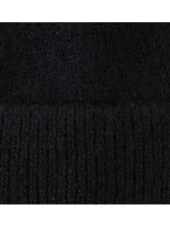 Bonnet noir uni avec large revers côtelé avec petits fils en lurex