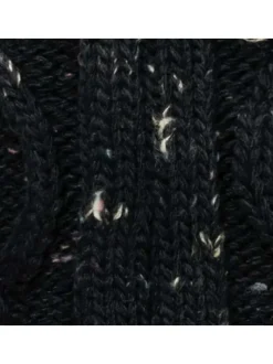 Bonnet noir uni effet moucheté avec pompons interchangeables