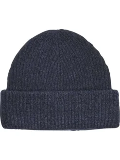 Bonnet nuit uni en maille effet côtelé et large revers