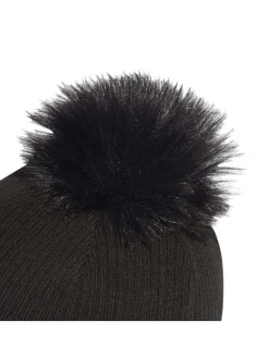 Bonnet à pompon et à revers noir avec logo brodé à l'avant