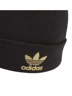 Bonnet à pompon et à revers noir avec logo brodé à l'avant