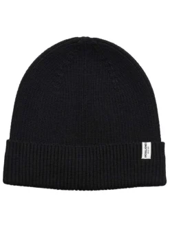 Bonnet à revers Brink Beanie Ln en coton noir