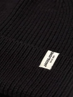 Bonnet à revers Brink Beanie Ln en coton noir