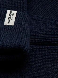 Bonnet à revers en coton biologique marine uni avec étiquette et branding