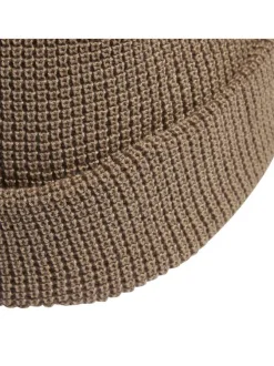 Bonnet à revers taupe en maille avec logo cousu à l'avant