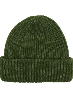 Bonnet vert en maille côtelé