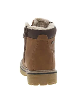 Boots camel à talon décroché bas pourvues de lacets ronds