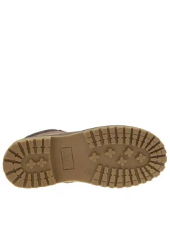 Boots camel à talon décroché bas pourvues de lacets ronds