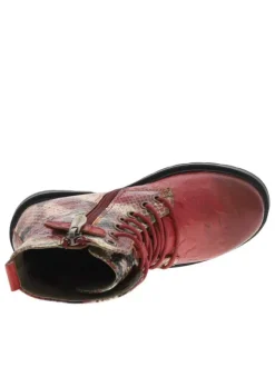 Boots ISCIAO en cuir rouge et motifs serpent