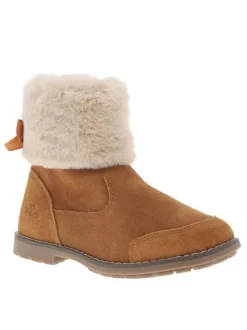 Boots marron à semelle crantée et doublure en fourrure aux chevilles