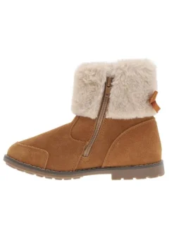 Boots marron à semelle crantée et doublure en fourrure aux chevilles