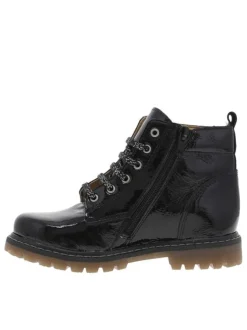 Boots SHIVA noires en cuir avec talon plat