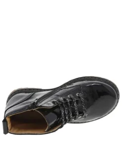 Boots SHIVA noires en cuir avec talon plat
