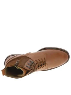 Boots ALPHAHOOK camel en cuir avec talon plat