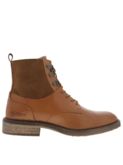 Boots ALPHAHOOK camel en cuir avec talon plat