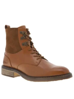 Boots ALPHAHOOK camel en cuir avec talon plat