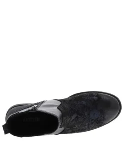 Boots bleu marine à talon décroché bas avec un zip et un soufflet élastiqué