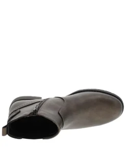 Boots bronze à talon décroché bas avec un zip et un soufflet élastiqué