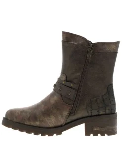Boots bronze à talon décroché moyen avec des motifs floraux sur l'empeigne