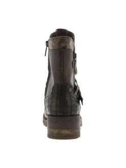 Boots bronze à talon décroché moyen avec des motifs floraux sur l'empeigne