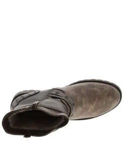 Boots bronze à talon décroché moyen avec des motifs floraux sur l'empeigne