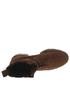 Boots brun en cuir avec talon plat de plat