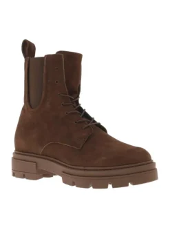 Boots brun en cuir avec talon plat de plat