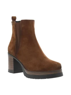 Boots brunes avec semelle à talon décroché haut et soufflets élastiqués