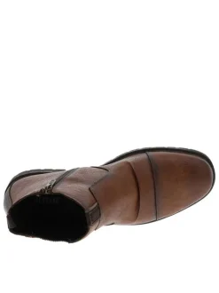 Boots brunes à talon décroché bas avec un zip et un soufflet élastiqué