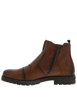 Boots brunes à talon décroché bas avec un zip et un soufflet élastiqué