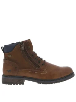 Boots brunes à talon décroché bas avec 2 zips et des lacets ronds