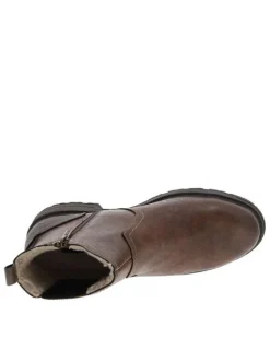 Boots café à talon décroché bas avec un zip et un soufflet élastiqué